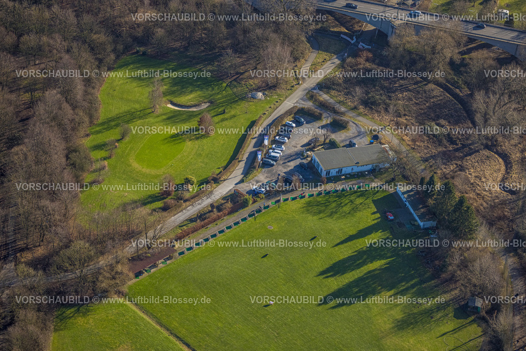Witten240103023 | Luftbild, Ruhr-Golf-GmbH Golfplatz zwischen der Autobahn A43 und Herbeder Ruhrbrücke am Kemnader See, Heven, Witten, Ruhrgebiet, Nordrhein-Westfalen, Deutschland