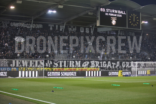 UEFA Europa League 2025/26: SK Sturm Graz vs SK Brann | Graz, Austria, 29.JAN.26 - SOCCER - UEFA Europa League, SK Sturm Graz vs SK Brann Bergen. The image shows the fans of Sturm.