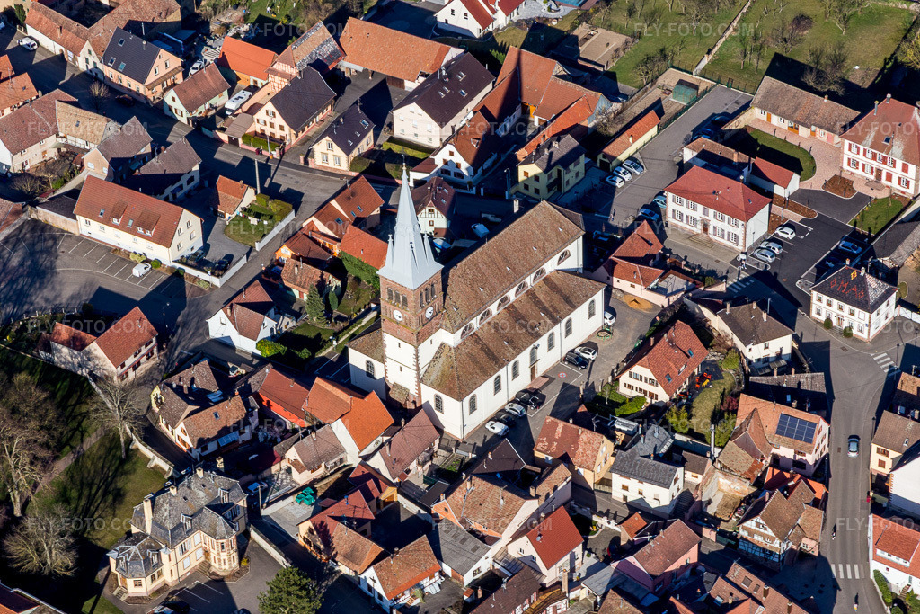 Aerial view: View of the town in Hochfelden in the state Bas-Rhin, France.Photo: IMG_097582.jpg taken on 03/16/2017 by Werner Riehm/FLY-FOTO.comResolution of the original: 5472 x 3648 px