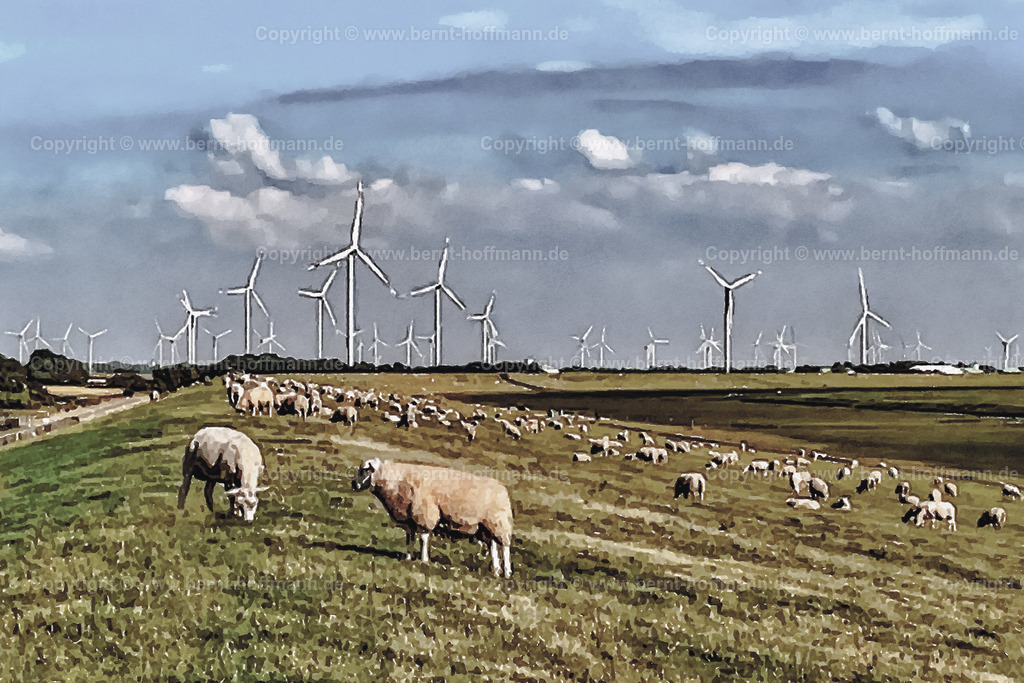 PDM2_0025_Var03_NF-Deich_120x80 | DIGITALKUNST. Am Deich in Nordfriesland. __ Farbvariation 3. Seitenverhältnis = 3 zu 2. - Realisiert mit Pictrs.com