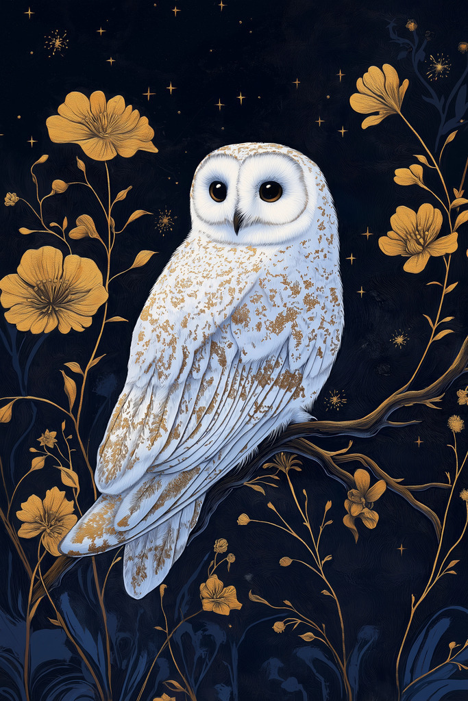 2502055 - Weiße Eule | Modernes Wandbild im Stil eines Gemäldes. Bestellen Sie dieses Motiv als hochwertigen Kunstdruck auf Leinwand, hinter Acrylglas, auf Alu-Dibond oder auch als Poster. 