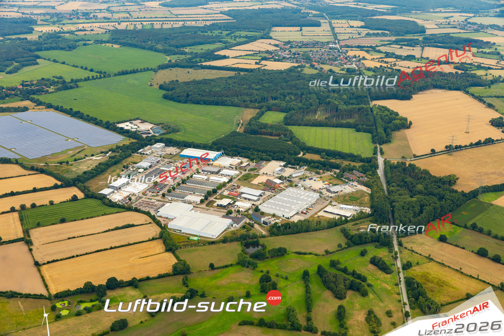 Die Luftaufnahme Gewerbegebiet - Elmenhorst wurde 2022 vom Flugzeug aus (keine Drohne) erstellt. Hohe Auflösung -für große Poster und Wandbilder geeignet - Garantiert!