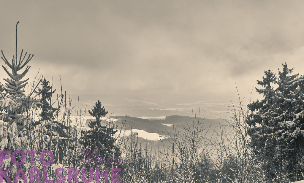 Kemmenau bei Bad Ems. Neben dem Turm. | Ein grauer Wintertag mit niedrige Wolken. - Realisiert mit Pictrs.com