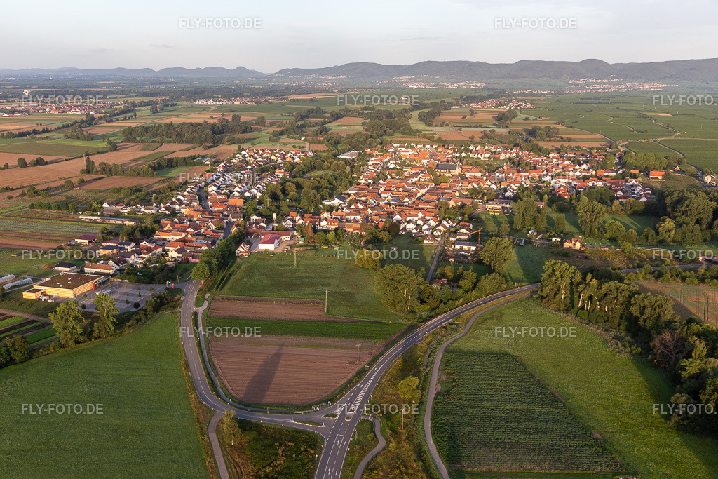 Ortsansicht | Luftbild: Ortsansicht im Ortsteil Geinsheim in Neustadt im Bundesland Rheinland-Pfalz in Deutschland. Foto: IMG_116591.jpg vom 11.08.2019 durch Werner Riehm/FLY-FOTO.de - Realisiert mit Pictrs.com