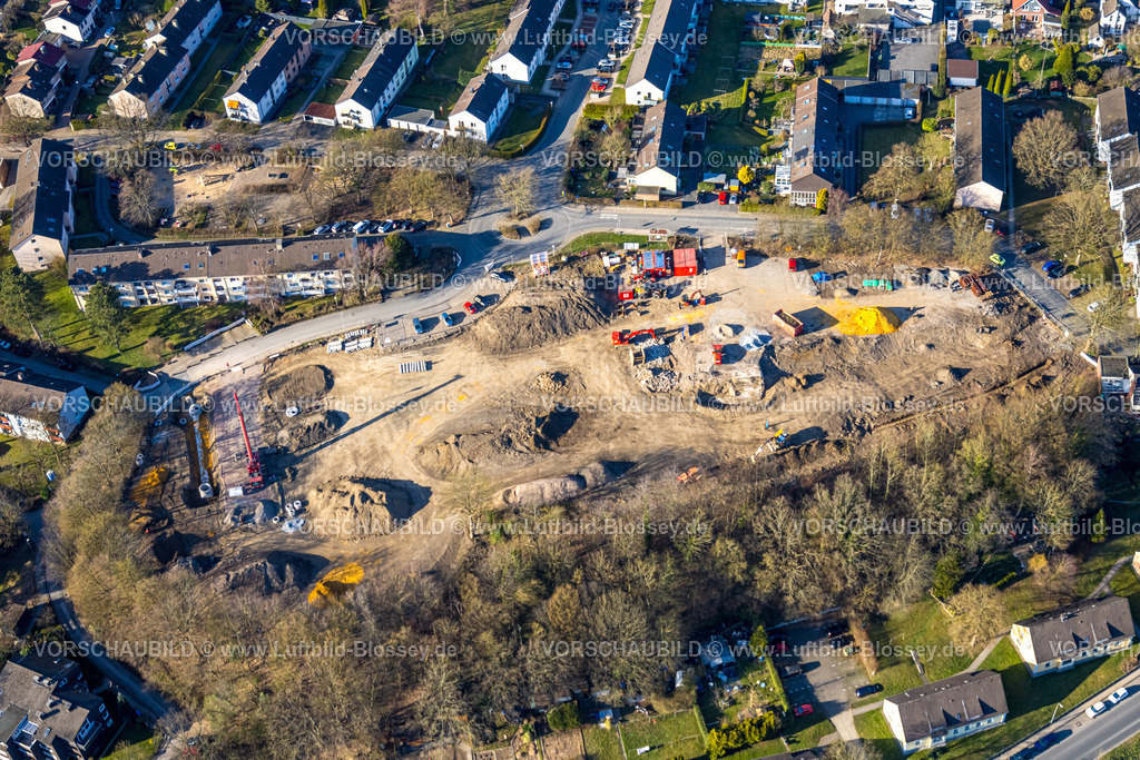 Herdecke260304163 | Luftbild, Baustelle für künftiges Wohngebiet, ehemalige Grundschule Im Dorf, Am Berge, Eicklohweg, Westende, Herdecke, Ruhrgebiet, Nordrhein-Westfalen, Deutschland
