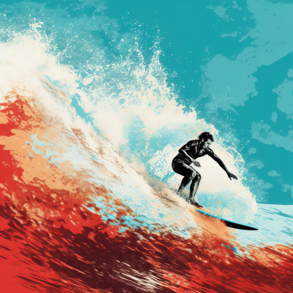 2307232 - Big Wave | Abstrakte digitale Illustration eines Surfers im Pop-Art Stil.