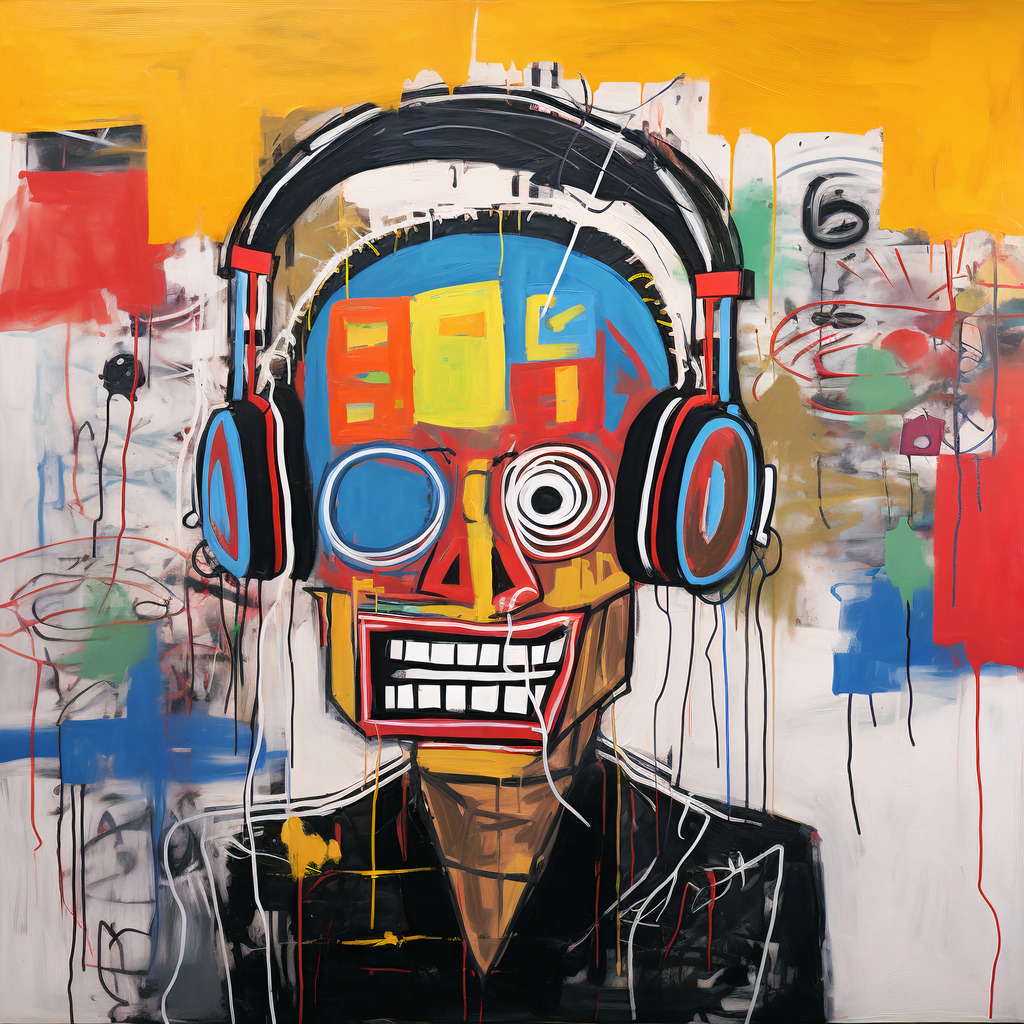 2307014 - Mann mit Kopfhörer | Modernes Wandbild im Streetart-Graffiti-Stil.