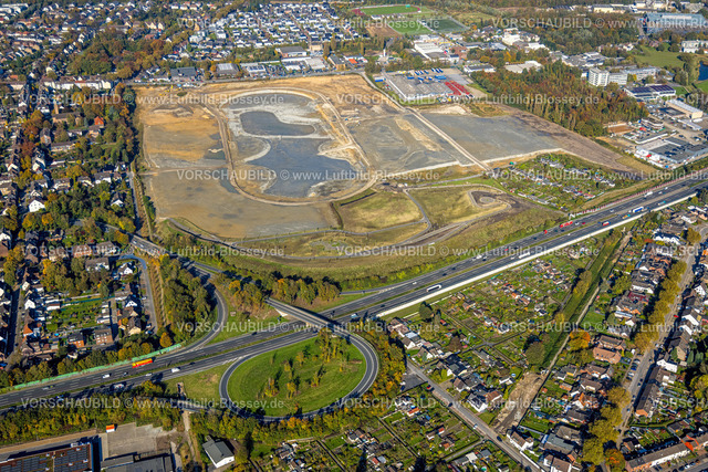Recklinghausen241016910SER | Luftbild der ehemaligen Trabrennbahn Recklinghausen, an der Autobahn A2, mit nördlicher Tangente der Blitzkuhlenstraße, König-Ludwig, Recklinghausen, Ruhrgebiet, Nordrhein-Westfalen, Deutschland