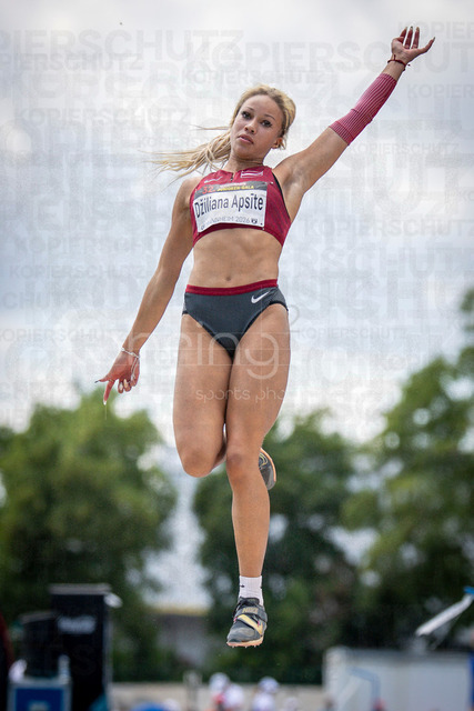 Juniorengala 2026; Mannheim, 14.06.2026 | MANNHEIM, GERMANY - JUNE 14, 2026 :  Apsite Brenda Dziliana (LAT/Latvia) competing in the women’s long jump during the Juniorengala 2026 at Michael-Hoffmann-Stadion on June 14, 2026 in Mannheim, Germany.