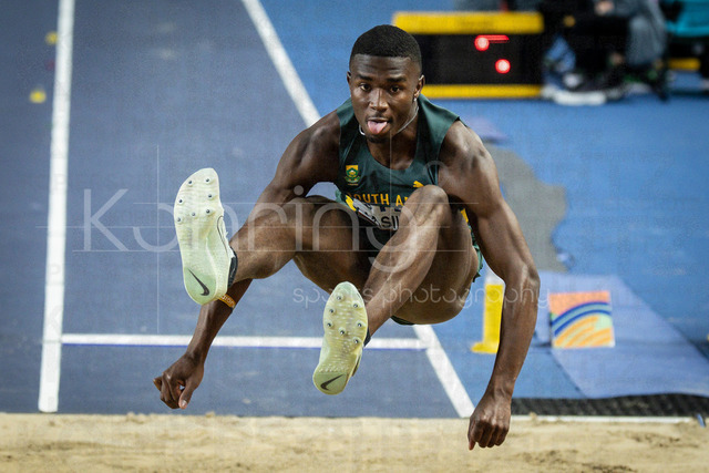 World Athletics Indoor Championships Kujawy Pomorze 26, 22.03.2026 | TORUN, POLAND - MARCH 22:  Temoso MASIKANE (RSA) competes in the men's long jump during the World Athletics Indoor Championships Kujawy Pomorze 26 on day 3 / session 2 at Kujawsko-Pomorska Arena Torun on March 22, 2026 in Torun, Poland. 