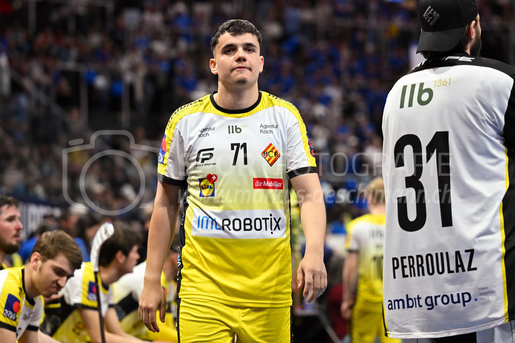 Zug United - HC Rychenberg - 25. April 2026 | Marco Eyer (#71 HC Rychenberg Winterthur) am L-UPL Superfinal-Spiel zwischen Zug United und HC Rychenberg am 25. April 2026 in der BCF Arena, Fribourg, Schweiz.Bild: Sportfotografie Markus Aeschimann | www.markus-aeschimann.ch - Realisiert mit Pictrs.com