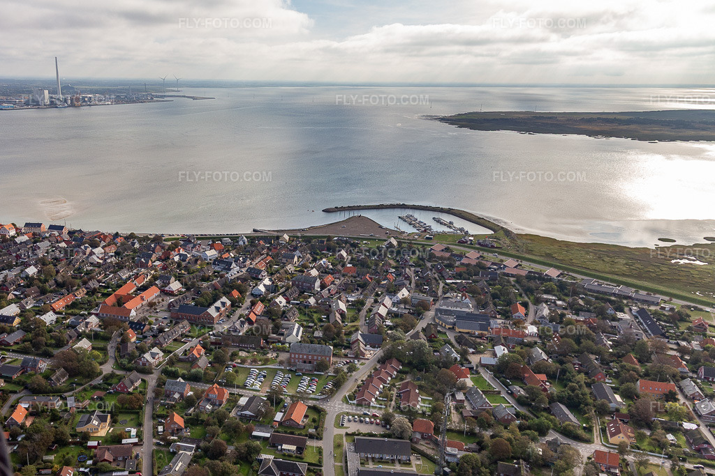 Aerial view: Harbor in the district Nordby in Fanø in the state South Denmark, Denmark.Photo: IMG_118555.jpg taken on 09/21/2019 by Werner Riehm/FLY-FOTO.comResolution of the original: 4252 x 2835 px