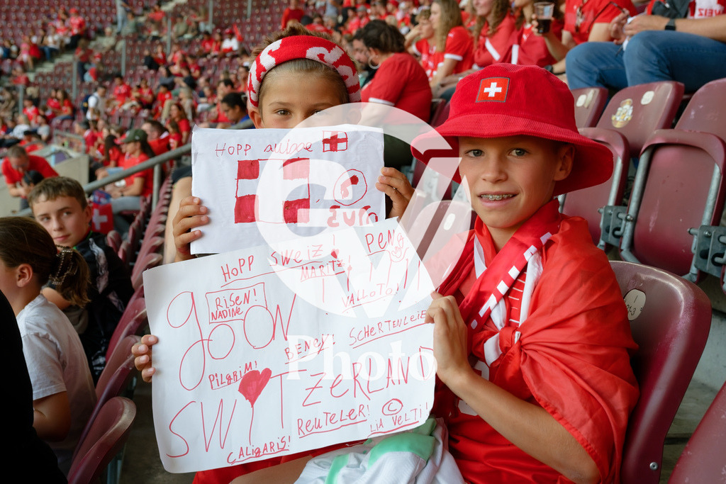 Finland v Switzerland: UEFA Women's EURO 2025 Group A | GENEVA, SWITZERLAND - JULY 10: Fans of Switzerland  during the UEFA Women's EURO 2025 Group A match between Finland and Switzerland at Stade de Geneve on July 10, 2025 in Geneva, Switzerland. (Photo by Giuseppe Velletri/Sports Press Photo/Getty Images)