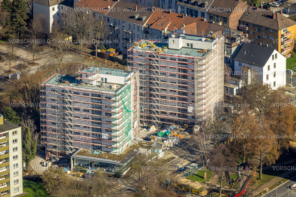 Herne230212083 | Luftbild, Zwei Hochhäuser Sanierung, Hölkeskampring, Herne-Mitte, Herne, Ruhrgebiet, Nordrhein-Westfalen, Deutschland