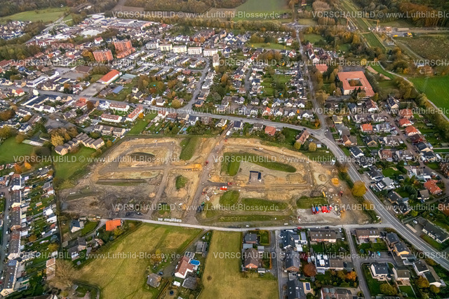 Bergkamen231103493 | Luftbild, Baustelle Baugebiet zwischen der Stichstraße Hermann-Stehr-Straße und Jahnstraße, Wohngebiet mit Einfamilienhäusern, Realschule Oberaden, Oberaden, Bergkamen, Ruhrgebiet, Nordrhein-Westfalen, Deutschland