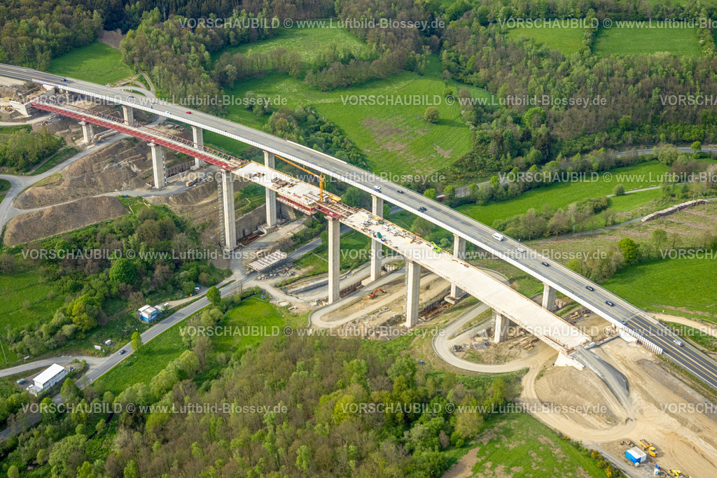 Wilnsdorf240502404A45-TalbrueckeRinsdorf | Luftbild, Talbrücke Rinsdorf Bauarbeiten Baustelle und Neubau, Autobahn A45 Sauerlandlinie, Rinsdorf, Wilnsdorf, Siegerland, Nordrhein-Westfalen, Deutschland