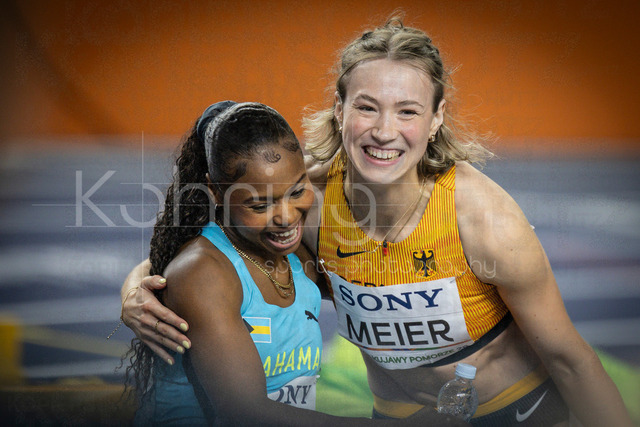 World Athletics Indoor Championships Kujawy Pomorze 26, 22.03.2026 | TORUN, POLAND - MARCH 22:  Marlene MEIER (GER) and Denisha CARTWRIGHT (BAH) during the World Athletics Indoor Championships Kujawy Pomorze 26 on day 3 / session 2 at Kujawsko-Pomorska Arena Torun on March 22, 2026 in Torun, Poland. 
