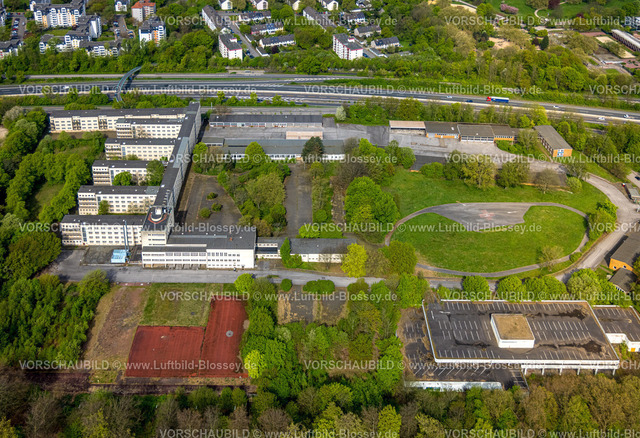 Essen240400803 | Luftbild, ehemalige Polizeischule Polizeikaserne, Autobahn A52, Bredeney, Essen, Ruhrgebiet, Nordrhein-Westfalen, Deutschland