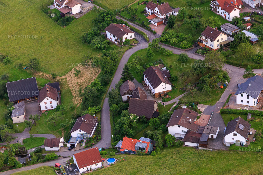 Luftbild: Brombacher Straße im Ortsteil Brombach in Eberbach im Bundesland Baden-Württemberg in Deutschland. Foto: IMG_089474.jpg vom 10.06.2016 durch Werner Riehm/FLY-FOTO.de