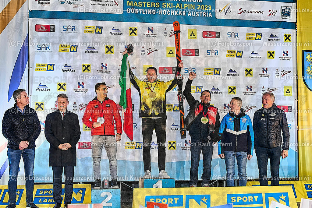 ALP4258_WCM_Siegerehrung | (C)FotoLois.com, Alois Spandl, World Criterium Masters Ski Alpin 2023 Hochkar, Slalom C, GS-B, SuperGiant A, Di 21. März 2023.