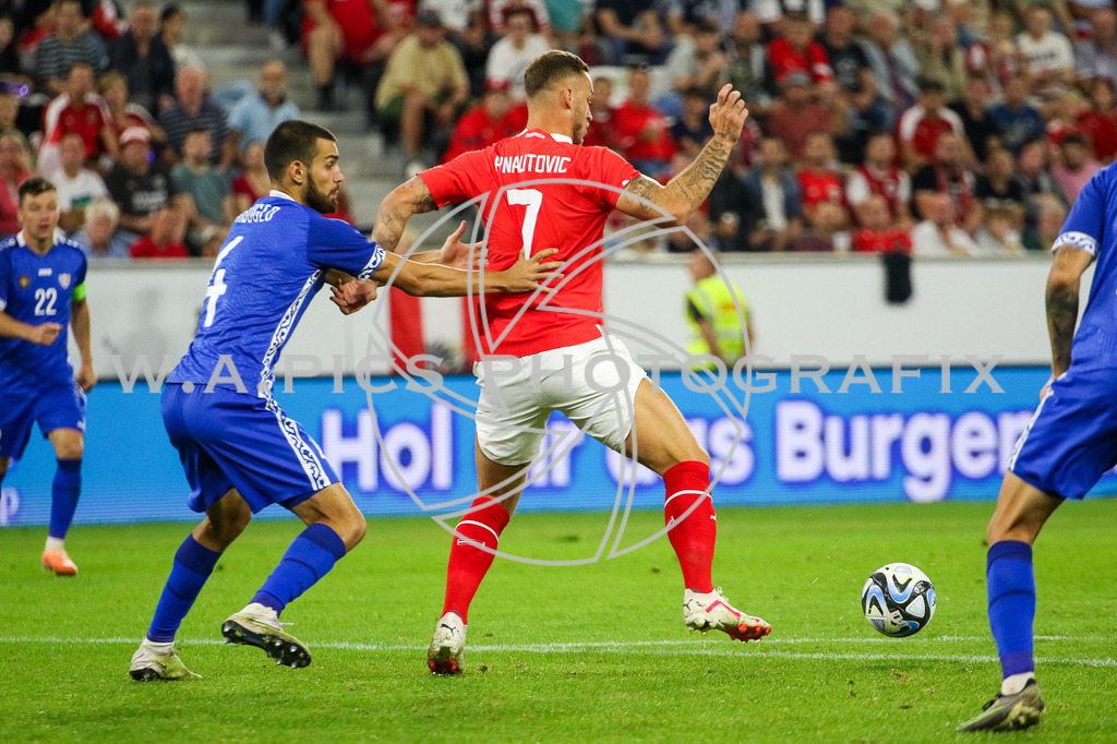 AUSTRIA vs MOLDAVIA | LINZ,AUSTRIA,07.SEPT.23 - INT.SOCCER - AUSTRIA vs MOLDAVIA.  Image shows Marco Arnautovic (AUT).
Photo: Sportmediapics.com/ Andreas Willdoner