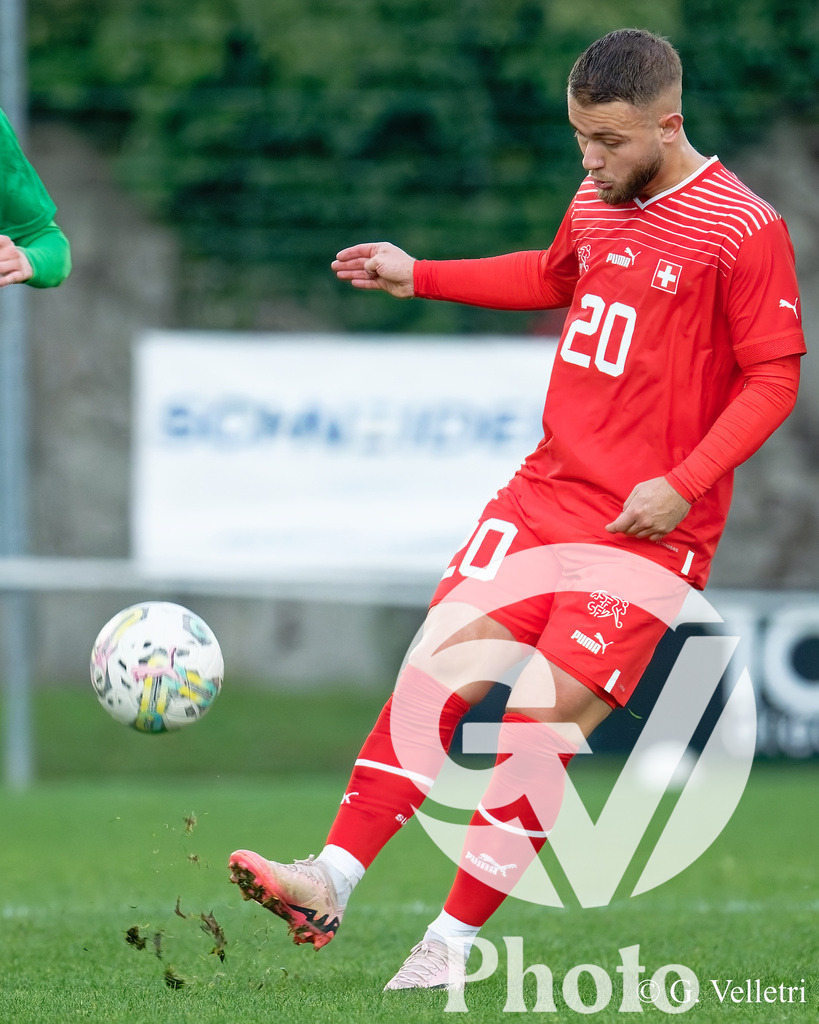 UEFA Region's Cup - Vaud v Munster | Ridvan Hysenaj (20 Vaud) shoots the ball (action) during the UEFA Region's Cup game between Vaud and Munster at Centre Sportif de Colovray in Nyon, Switzerland 