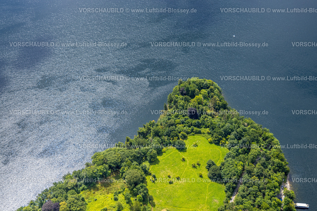 Moehnesee240707380 | Luftbild, Landzunge am Möhnesee beim Hotel Haus Delecke, bewaldeter Uferbereich, Delecke, Möhnesee, Sauerland, Nordrhein-Westfalen, Deutschland