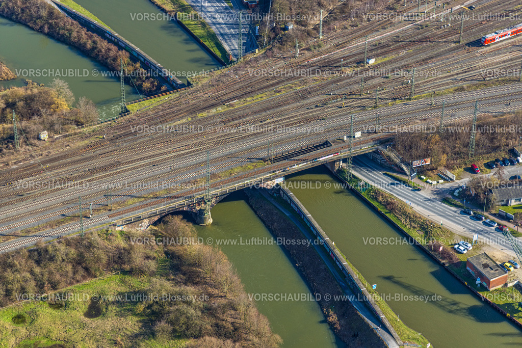 Hamm230215796 | Luftbild, Große Eisenbahnbrücke, Querung Hafenstraße, Fluss Lippe und Datteln-Hamm-Kanal, Mitte, Hamm, Ruhrgebiet, Nordrhein-Westfalen, Deutschland