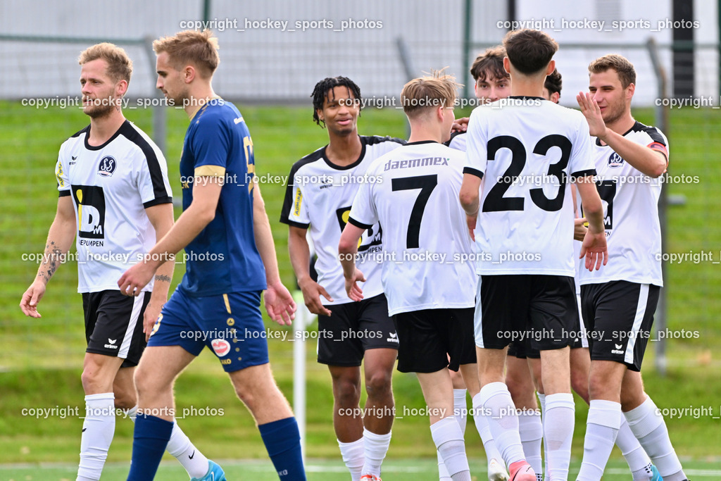 SV Spittal 1921 vs. ATUS Velden | Jubel SV Spittal Mannschaft, #44 Miha Kostanjsek SV Spittal, #9 Samuel Müllmann SV Spittal, #4 Thomas Walker SV Spittal, #23 Tobias Tollschein SV Spittal, #7 Ralph Roman Scheer SV Spittal, SV Spittal 1921 vs. ATUS Velden, SV Spittal 1921 vs. ATUS Velden am 05.06.2025 in Spittal an der Drau (Goldeck Stadion), Austria, (Photo by Bernd Stefan)
