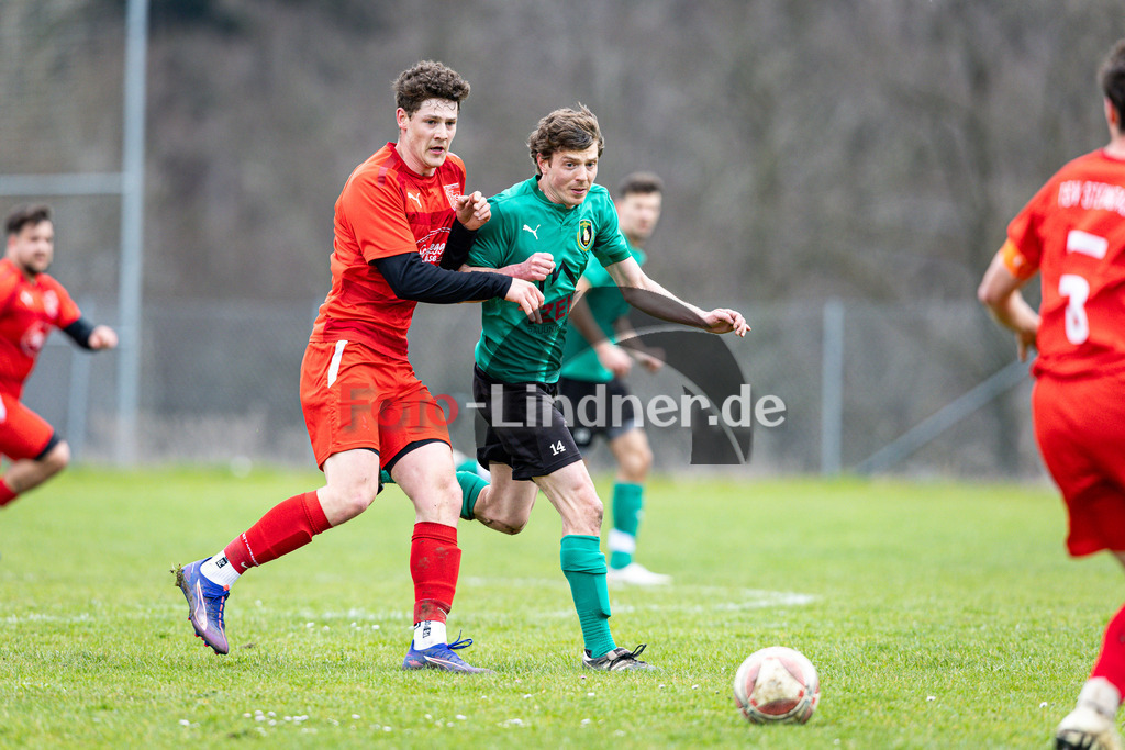 SV Wessobrunn-Haid gegen TSV Steingaden | Fußball A-Klasse Herren Oberbayern Zugspitze Gruppe 8 2024/25, SV Wessobrunn-Haid gegen TSV Steingaden, 20250330,Zweikampf,2025-03-30 in Wessobrunn (Sportplatz Wessobrunn), Andreas TIMMERMANN (SV Wessobrunn-Haid 14), Maximilian ALLETSEE (TSV Steingaden 6)Copyright: WolfgangxLindner www.foto-lindner.de