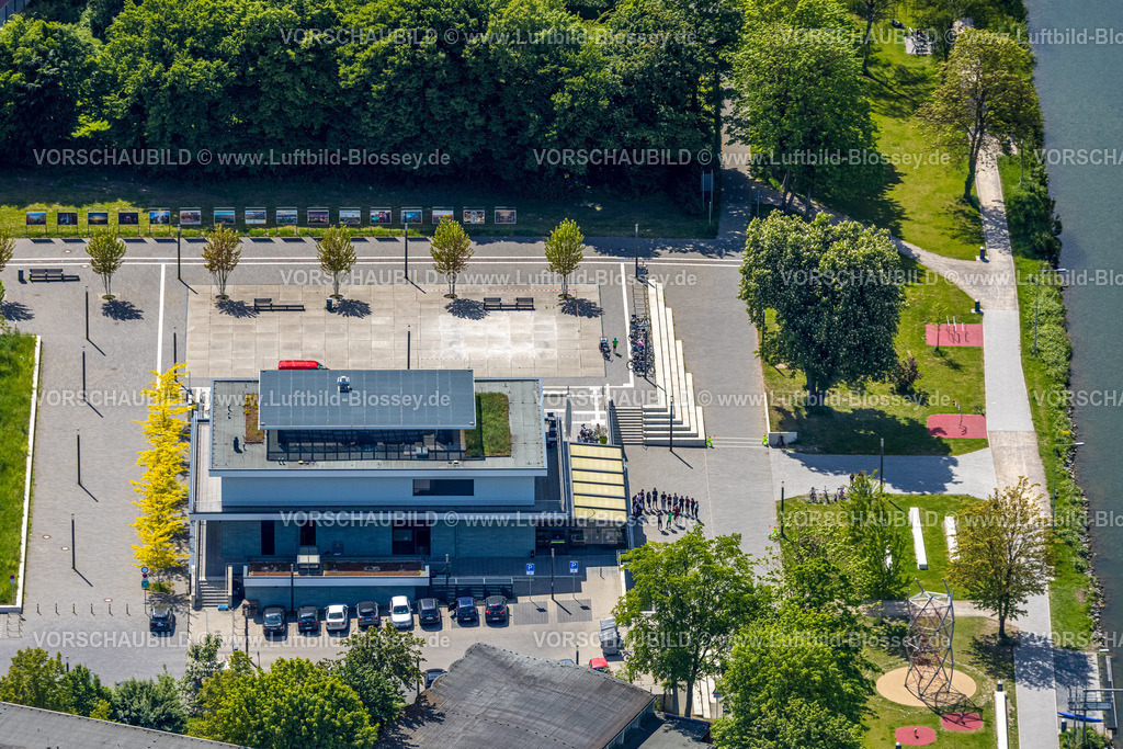 Hamm250500450R-Cafe | Luftbild, R-Cafe an der Adenauerallee, Datteln-Hamm-Kanal, Dachbegrünung, Hamm , Ruhrgebiet, Nordrhein-Westfalen, Deutschland