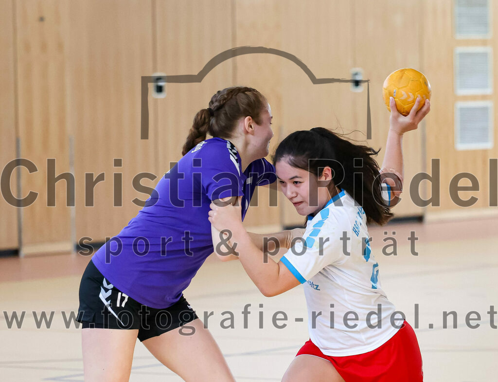 2023-03-18_090_SpVgg_Altenerding_II_gegen_HSG_Freising-Neufahrn_II | Erding, Deutschland, 18.03.2023:
Handball, Bezirksliga Frauen Altbayern 2022 / 2023, 14. Spieltag, SpVgg Altenerding II gegen HSG Freising-Neufahrn II, Endergebnis: 25:27

Thea-Sophie Steinbrecher (SpVgg Altenerding, #17), Leonie Kehlenbeck (HSG Freising-Neufahrn, #21)

Foto: Christian Riedel / fotografie-riedel.net