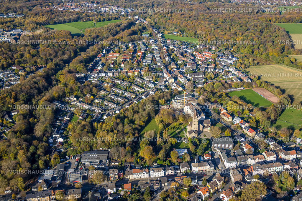 Bochum221100147 | Luftbild, Kirche St. Elisabeth, Venenzentrum Maria-Hilf-Krankenhaus, Baustelle, Bergen, Bochum, Ruhrgebiet, Nordrhein-Westfalen, Deutschland