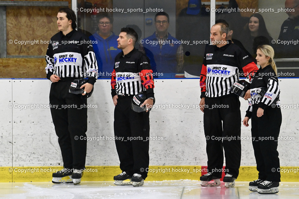 EHC Althofen vs. ESC Steindorf 6.3.2024 | Telesklav Fabio Referee, Widmann Florian Referee, Dreier Alexander Referee,Klemm Anja Referee, EHC Althofen vs. ESC Steindorf 6.3.2024, EHC Althofen vs. ESC Steindorf am 06.03.2024 in Althofen (Stadthalle Althofen ), Austria, (Photo by Bernd Stefan)
