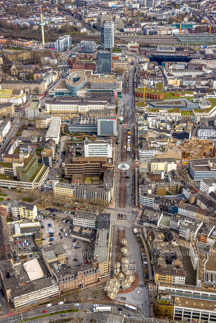 Duisburg230301784 | Luftbild, City mit Königstraße vom Kuhtor bis Mercator One am Hbf, Blick zum Hauptbahnhof, Altstadt, Duisburg, Ruhrgebiet, Nordrhein-Westfalen, Deutschland