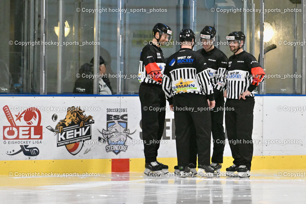 ESC Steindorf vs. EHC Althofen | Orel Stephan Referee, Puff Wolfgang Referee, Kummer Stefan Referee,Wucherer Gerald Referee, Referees, ESC Steindorf vs. EHC Althofen, ESC Steindorf vs. EHC Alhofen am 03.03.2024 in Steindorf (Ossiachersee Halle), Austria, (Photo by Bernd Stefan)