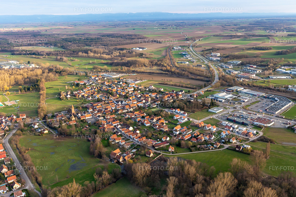 Aerial view: View of the town in the district Altenstadt in Wissembourg in the state Bas-Rhin, France.Photo: IMG_126158.jpg taken on 03/20/2021 by Werner Riehm/FLY-FOTO.comResolution of the original: 5472 x 3648 px
