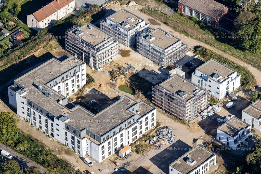 Lufbilder Alsdorf-5959 | Baustelle zur Lückenbebauung entlang der Mehrfamilienhaus- Wohnhaus- Siedlung an der Husemannstraße in Alsdorf Ortsteil Kellersberg - Realisiert mit Pictrs.com