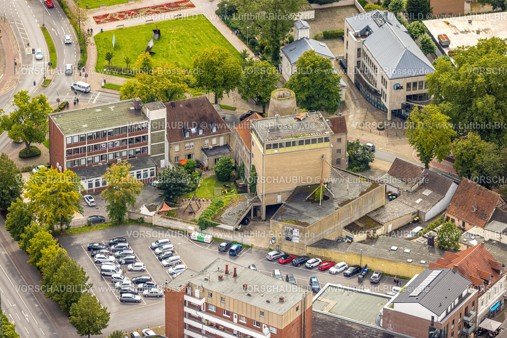 Ahlen230803398 | Luftbild, uftbild, Bunker und Schornstein, Bahnhofstraße, Ahlen, Ruhrgebiet, Nordrhein-Westfalen, Deutschland
