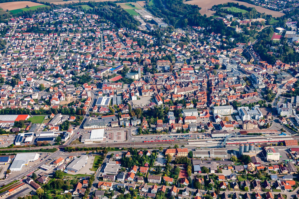 Luftbild: Zentrum in Sinsheim im Bundesland Baden-Württemberg in Deutschland. Foto: IMG_45566-1613.jpg vom 25.09.2011 durch Werner Riehm/FLY-FOTO.de