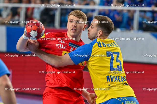 AUT, Handball EHF EURO 2024 Quali, Oesterreich vs Ukraine | 11.03.2023, Sporthauptschule Linz-Kleinmuenchen, AUT, Handball EHF EURO 2024 Quali, Oesterreich vs Ukraine, im Bild Lukas Hutecek (AUT) vs Andrii Akimenko (UKR)


// Handball EHF EURO 2024 Quali Match between Austria and Ukraine in Linz, Austria on 2023/03/11