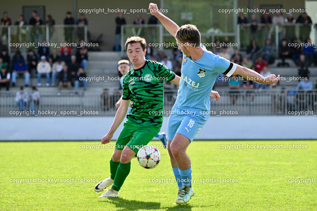 SC Landskron vs. SVG Bleiburg | #8 Philipp Gatti SC Landskron, #18 Alen Martinovic SVG Bleiburg, SC Landskron vs. SVG Bleiburg, SC Landskron vs. SVG Bleiburg am 28.04.2024 in Villach (Sportzentrum Landskron), Austria, (Photo by Bernd Stefan)