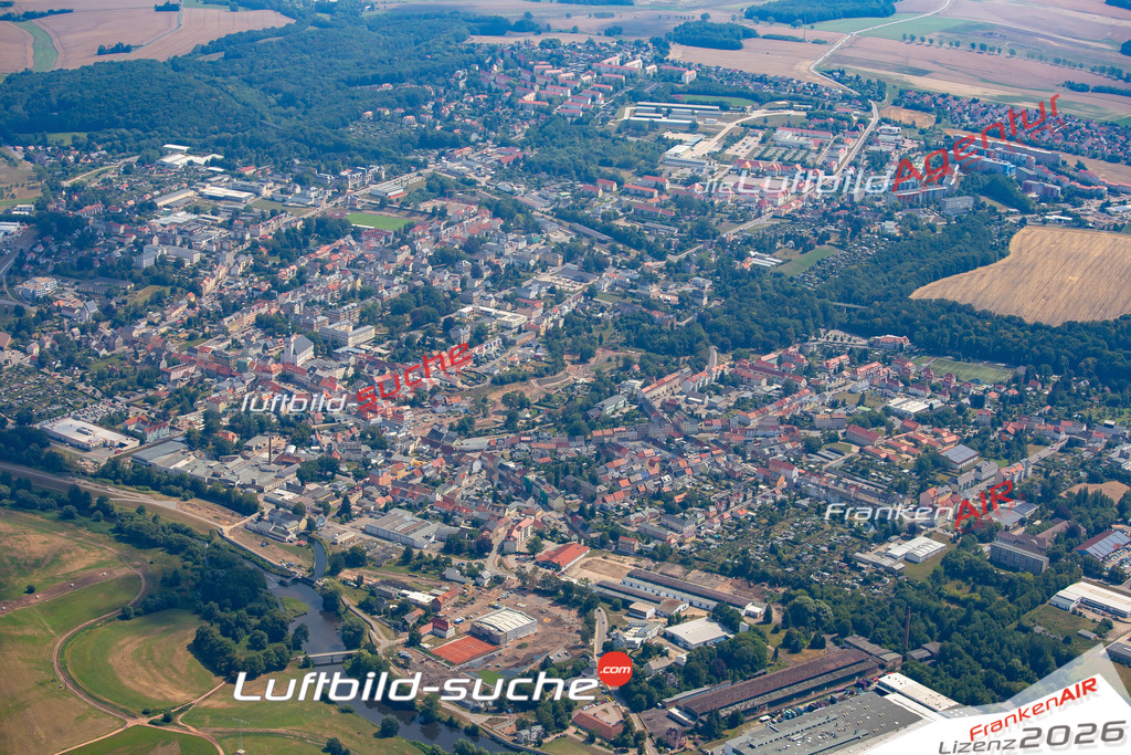 Das Luftbild der Stadt Frankenberg wurde 2018 vom Flugzeug heraus erstellt (keine Drohne) Aufnahmehöhe ca.400 Meter- hohe Auflösung für beste Druck-Qualität