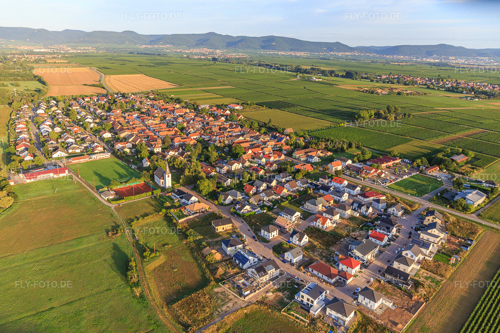 Luftbild: Neubaugebiet Karl-Litty-Straße von Osten in Altdorf im Bundesland Rheinland-Pfalz in Deutschland. Foto: IMG_116603.jpg vom 11.08.2019 durch Werner Riehm/FLY-FOTO.de