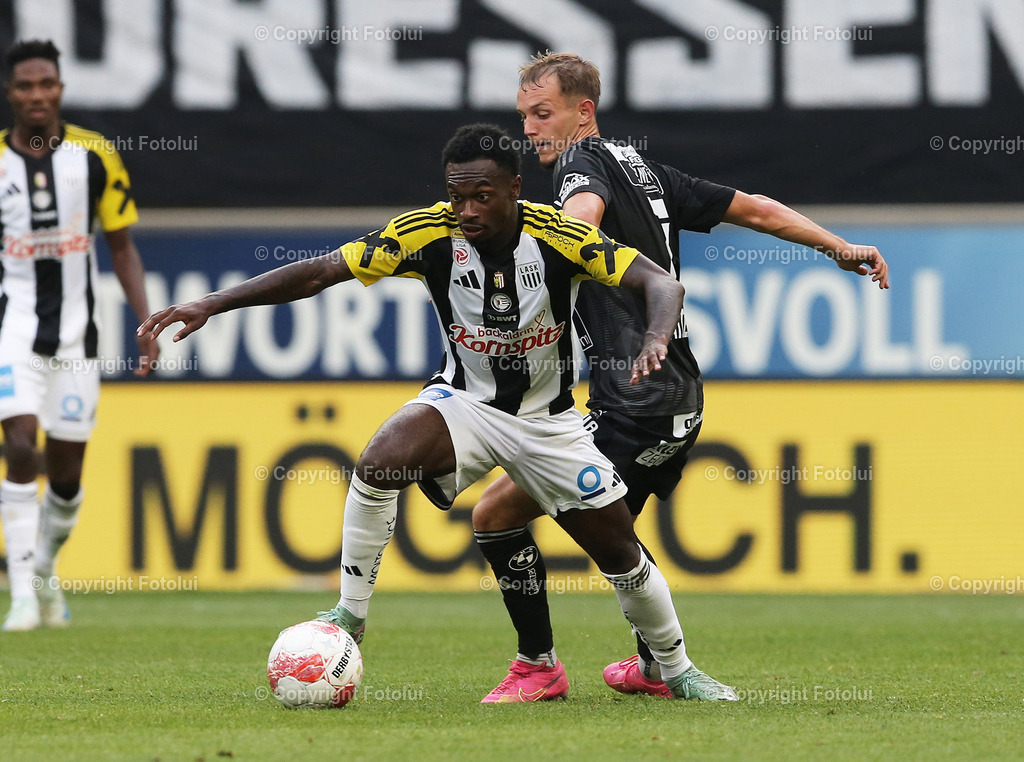 A_LUI_02092024_13 | SPORT,FUSSBALL,ADMIRAL BUNDESLIGA LASK-RZ PELLETS WAC 01.09.24 IM BILD: GEORGE BELLO  (LASK) UND ANGELO GATTERMAYER  (WAC) FOTO:FOTOLUI/MW