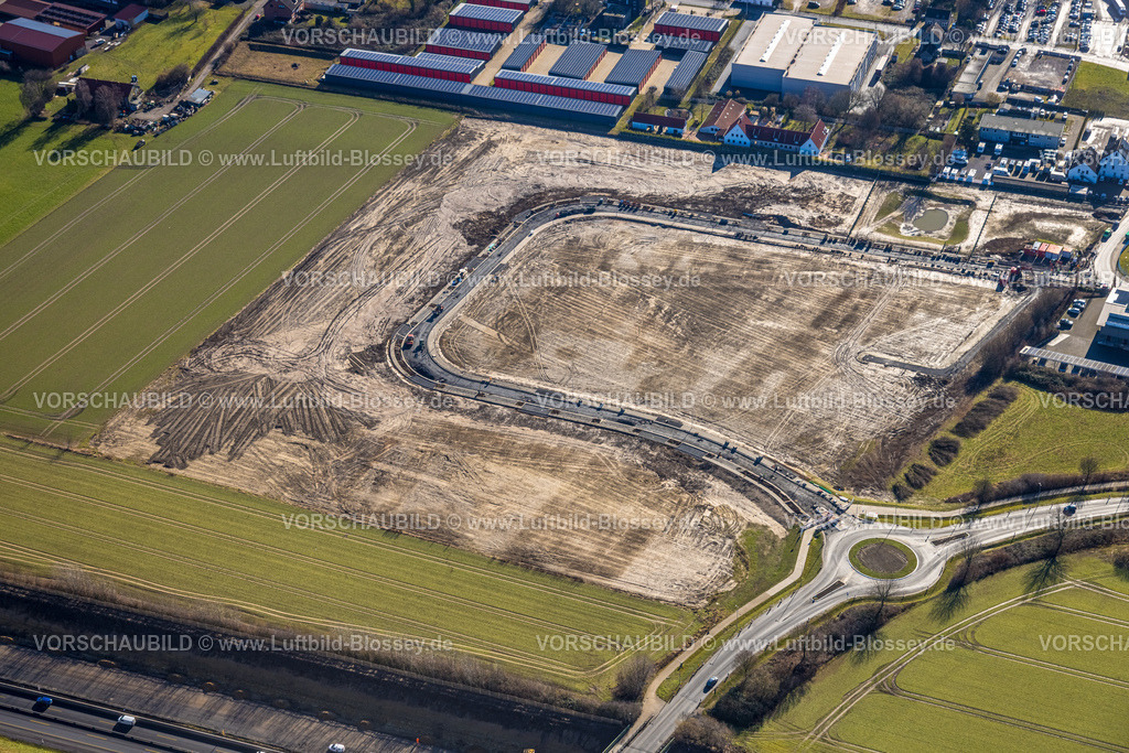 Dortmund260200007 | Luftbild, Baufläche an der Rausinger Straße und Gewerbegebiet Schäferkampstraße Holzwickede, Asseln, Dortmund, Ruhrgebiet, Nordrhein-Westfalen, Deutschland