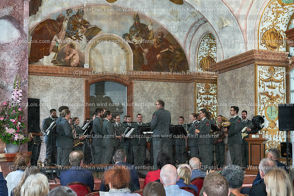 ALS1418_XXXIX-Chopin-Festival_Ausklang_Militaermusikkapelle | (C)FotoLois.com, Alois Spandl, XXXIX. internationales CHOPIN-Festival in der Kartause Gaming, AUSKLANG in der Barockbibliothek mit der Militärmusik Niederösterreich unter der Leitung von Militärkapellmeister Oberst Adolf Obendrauf, So 6. August 2023.