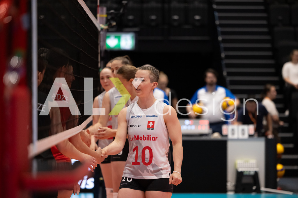 Georgia v Switzerland - CEV European League Women | KRIENS, SWITZERLAND - JUNE 12: ORIANE HÄMMERLI of Switzerland during the CEV European League match between Georgia and Switzerland at Pilatus Arena on June 12, 2026 in Kriens, Switzerland. - Realisiert mit Pictrs.com