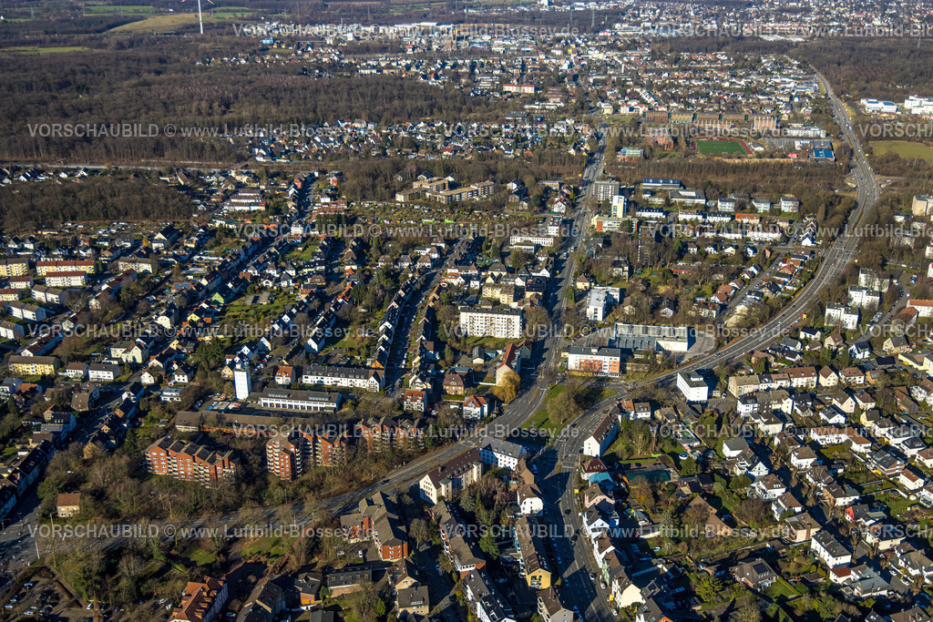 Castrop-Rauxel240106229 | Luftbild, Wohngebiet Stadtzentrum Altstadtring und Bundesstraße B235, Verkehrssituation, Feuerwehr Castrop-Rauxel - Hauptamtliche Wache, Rauxel, Castrop-Rauxel, Ruhrgebiet, Nordrhein-Westfalen, Deutschland