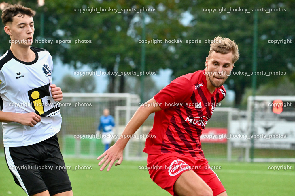 SV Spittal 1921 vs. SV St. Jakob  | #9 Samuel Müllmann SV Spittal, #17 Sebastian Bauer St.Jakob, SV Spittal 1921 vs. SV St. Jakob , SV Spittal 1921 vs. SV St. Jakob  am 20.09.2024 in Spittal an der Drau (Goldeck Stadion), Austria, (Photo by Bernd Stefan)